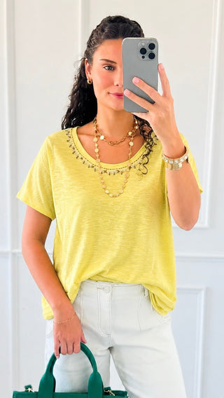 Neckline Detail Top - Yellow