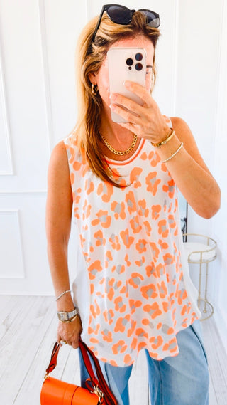 Neon Pop Leopard Sleeveless Italian Top