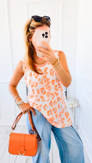 Neon Pop Leopard Sleeveless Italian Top