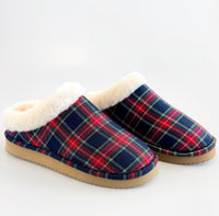 No Box - Plaid Sherpa-Lined Slippers - Navy-250 Shoes-Corkys-Coastal Bloom Boutique, find the trendiest versions of the popular styles and looks Located in Indialantic, FL