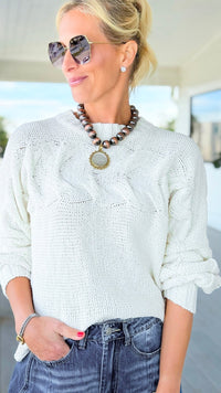 Nordic Breeze Cable Knit Sweater-140 Sweaters-mystree-Coastal Bloom Boutique, find the trendiest versions of the popular styles and looks Located in Indialantic, FL