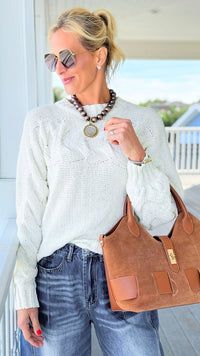 Nordic Breeze Cable Knit Sweater-140 Sweaters-mystree-Coastal Bloom Boutique, find the trendiest versions of the popular styles and looks Located in Indialantic, FL