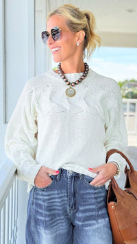 Nordic Breeze Cable Knit Sweater-140 Sweaters-mystree-Coastal Bloom Boutique, find the trendiest versions of the popular styles and looks Located in Indialantic, FL