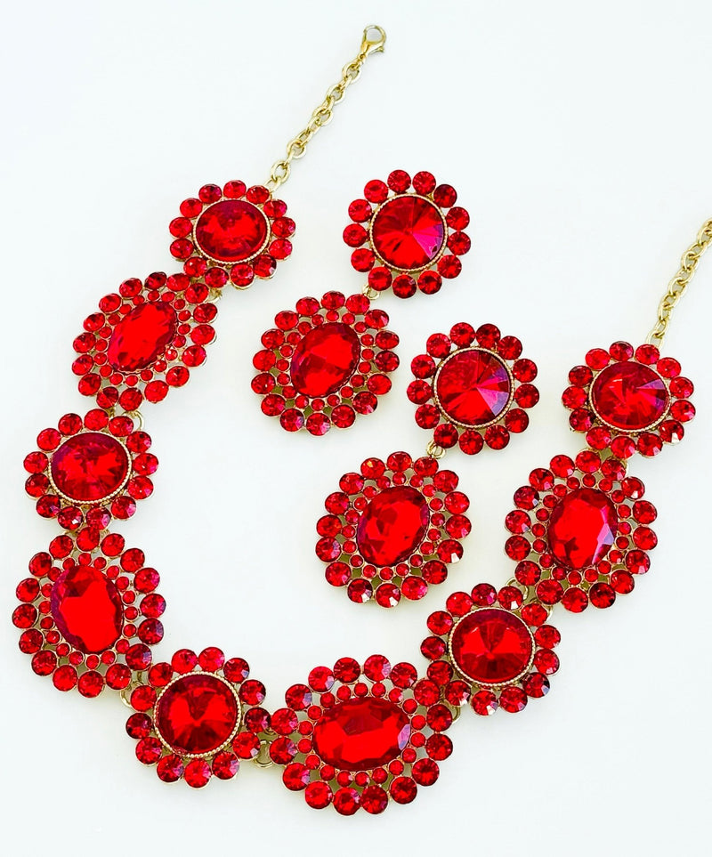Ocean Luxe Statement Necklace Set - Ruby-230 Jewelry-NYW-Coastal Bloom Boutique, find the trendiest versions of the popular styles and looks Located in Indialantic, FL