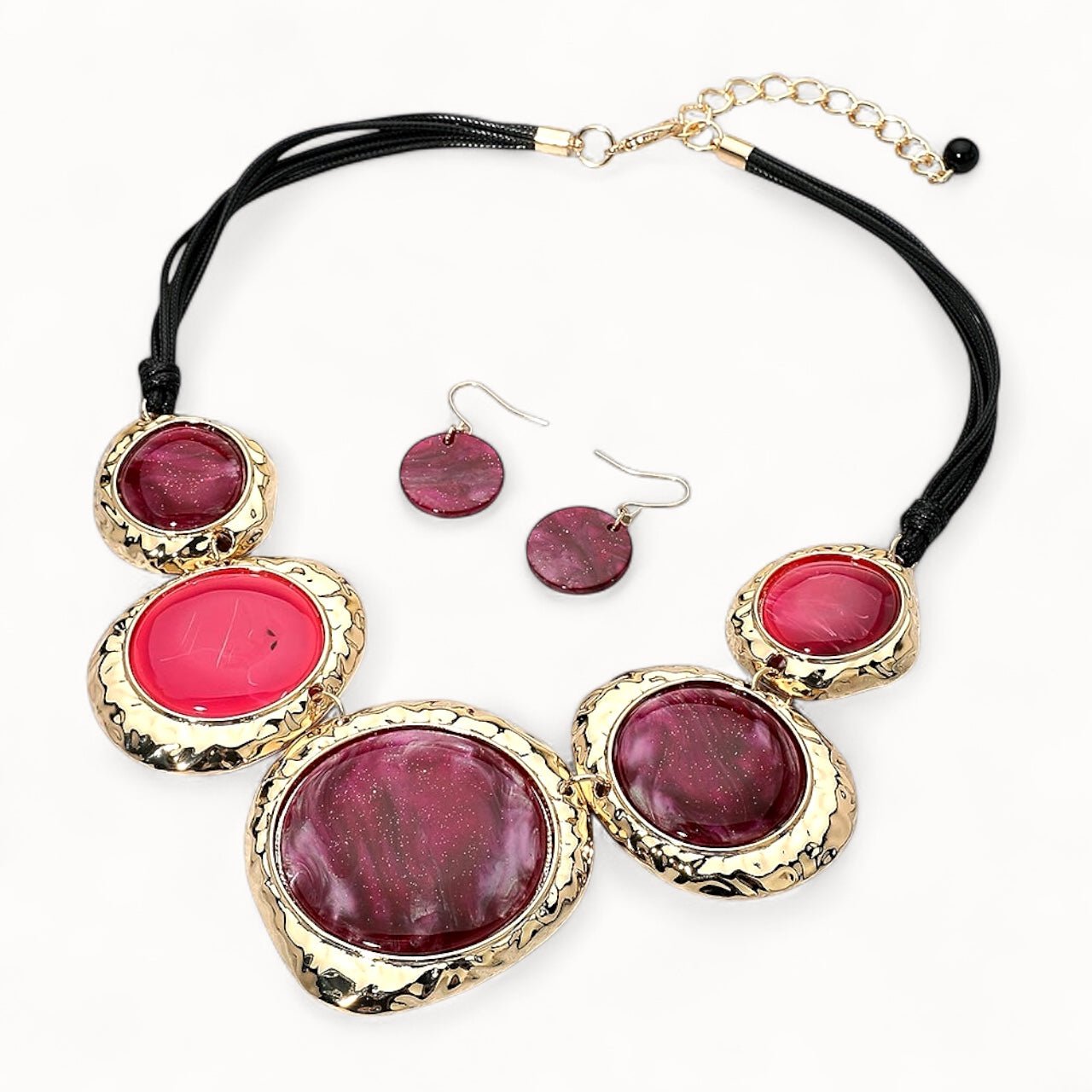 Ocean’s Echo in Gold Set - Fuchsia-230 Jewelry-NYW-Coastal Bloom Boutique, find the trendiest versions of the popular styles and looks Located in Indialantic, FL