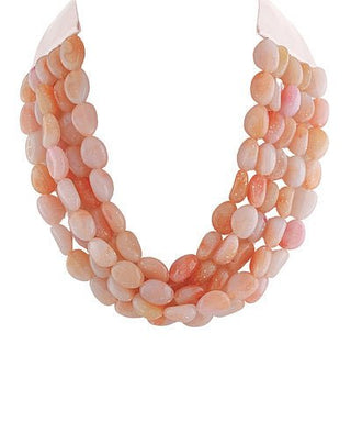 Oceanside Layers Beaded Magnetic Necklace - Peach