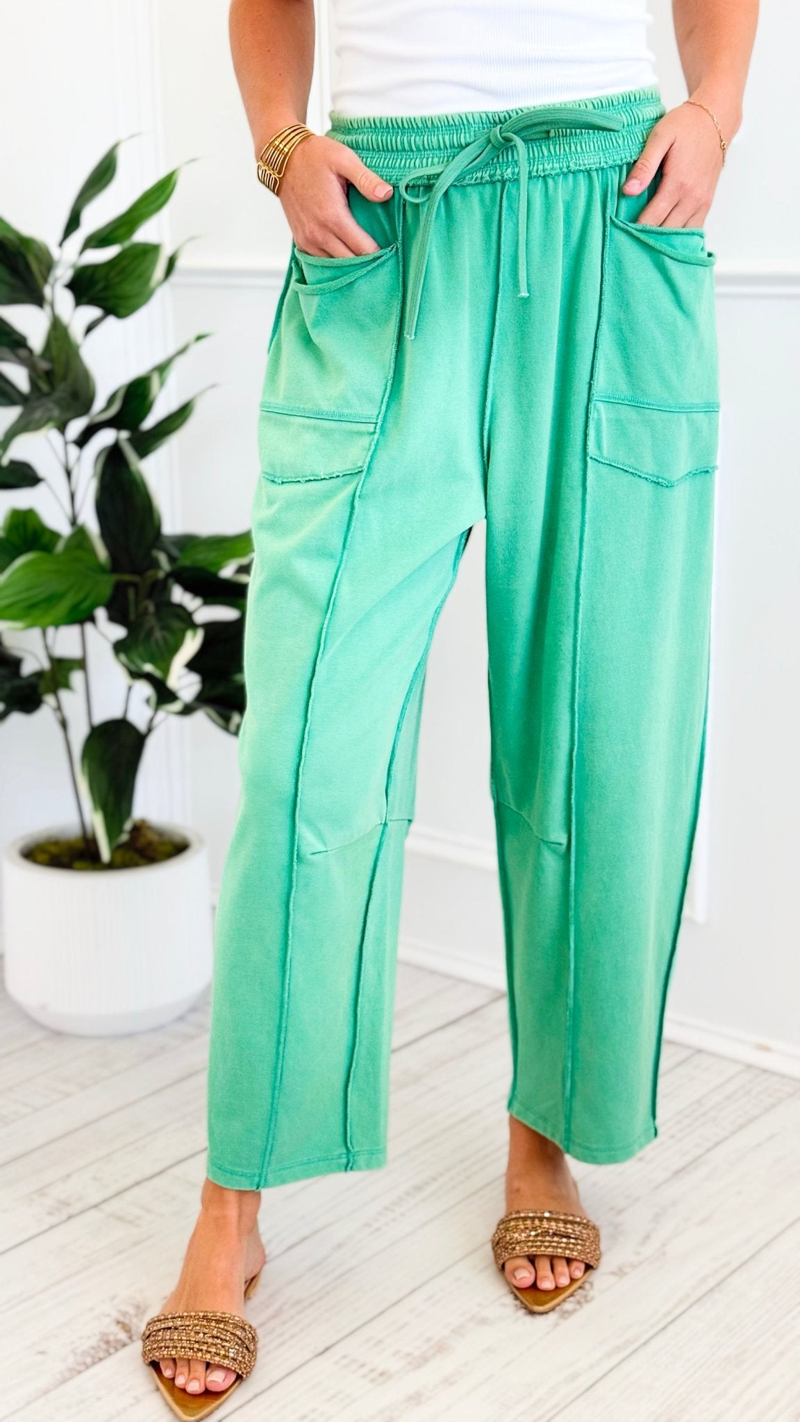 Off-Duty Mineral Wash Utility Knit Pant - Emerald