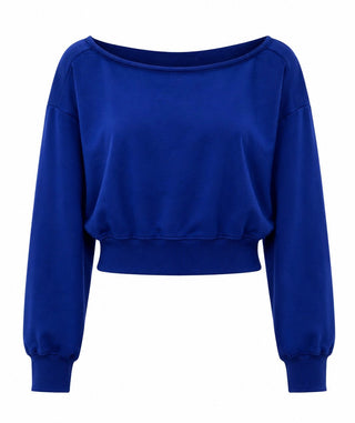 Off-Shoulder Sweatshirt Top - Cobalt
