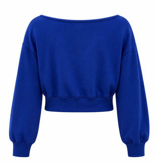 Off-Shoulder Sweatshirt Top - Cobalt