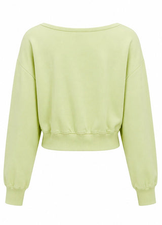 Off-Shoulder Sweatshirt Top - Lime