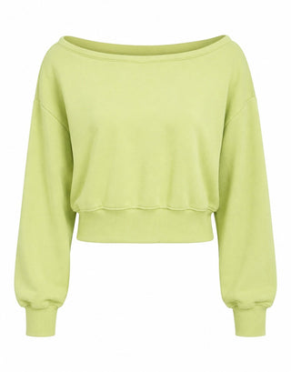 Off-Shoulder Sweatshirt Top - Lime