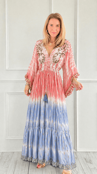 Ombre Sequin Boho Flowy Maxi Dress