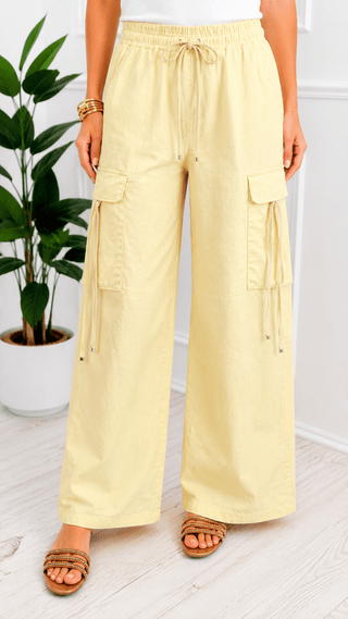 On Repeat Italian Cargo Pant- Butter Yellow
