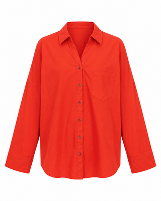 Oversized Button Front Top - Orange