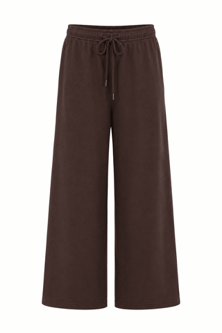 Oversized Mid Rise Fleece Sweatpants - Dark Brown