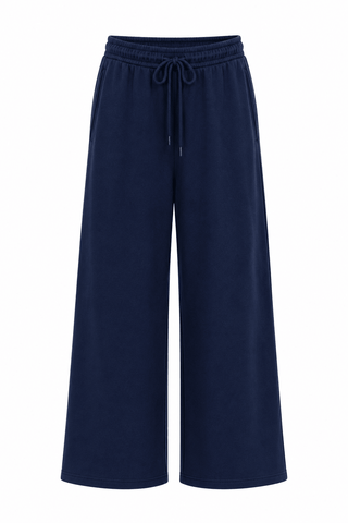 Oversized Mid Rise Fleece Sweatpants - Deep Navy