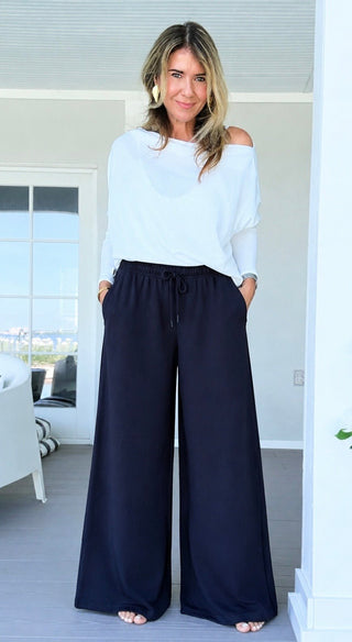 Oversized Mid Rise Fleece Sweatpants - Deep Navy