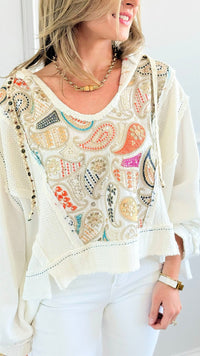 Paisley Dreams Hooded Top-110 Long Sleeve Tops-POL-Coastal Bloom Boutique, find the trendiest versions of the popular styles and looks Located in Indialantic, FL