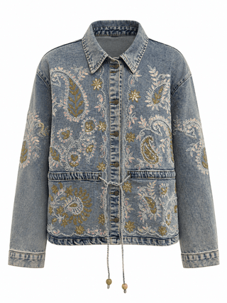 Paisley Embellished Denim Jacket