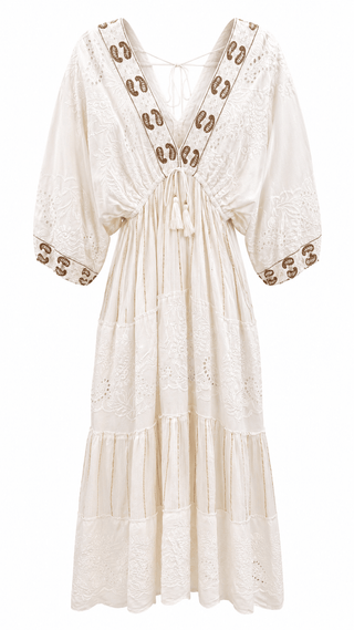 Paisley Glow Embroidered Maxi Dress