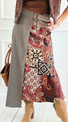 Paisley Meets Plaid Italian Skirt-170 Bottoms-AZUL MONACO-Coastal Bloom Boutique, find the trendiest versions of the popular styles and looks Located in Indialantic, FL