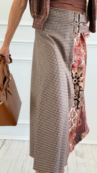 Paisley Meets Plaid Italian Skirt-170 Bottoms-AZUL MONACO-Coastal Bloom Boutique, find the trendiest versions of the popular styles and looks Located in Indialantic, FL