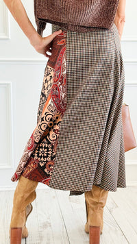 Paisley Meets Plaid Italian Skirt-170 Bottoms-AZUL MONACO-Coastal Bloom Boutique, find the trendiest versions of the popular styles and looks Located in Indialantic, FL
