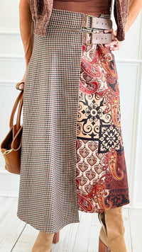 Paisley Meets Plaid Italian Skirt-170 Bottoms-AZUL MONACO-Coastal Bloom Boutique, find the trendiest versions of the popular styles and looks Located in Indialantic, FL
