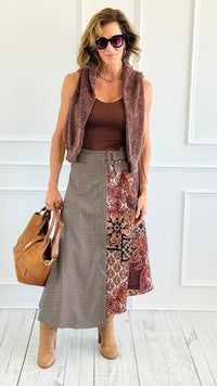 Paisley Meets Plaid Italian Skirt-170 Bottoms-AZUL MONACO-Coastal Bloom Boutique, find the trendiest versions of the popular styles and looks Located in Indialantic, FL