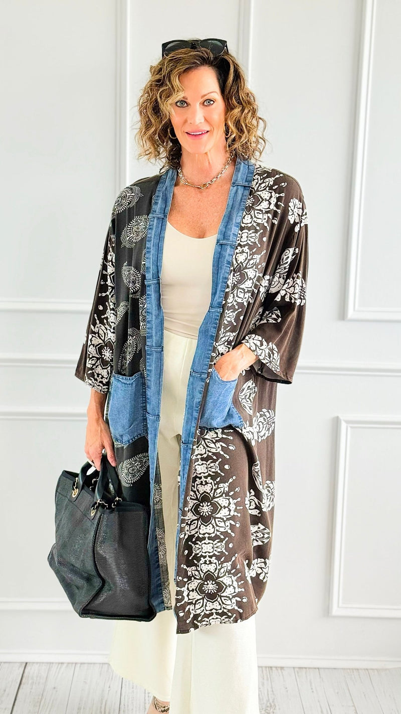 Paisley Perfection Duster Jacket-160 Jackets-Blue Velvet-Coastal Bloom Boutique, find the trendiest versions of the popular styles and looks Located in Indialantic, FL