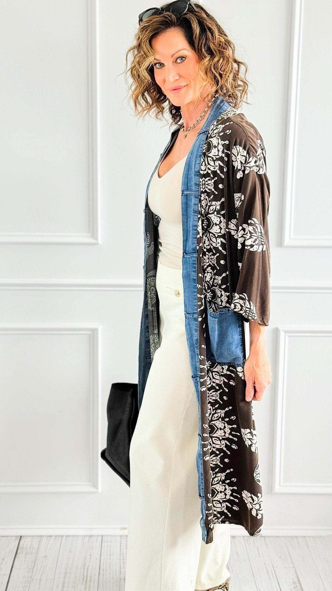 Paisley Perfection Duster Jacket-160 Jackets-Blue Velvet-Coastal Bloom Boutique, find the trendiest versions of the popular styles and looks Located in Indialantic, FL