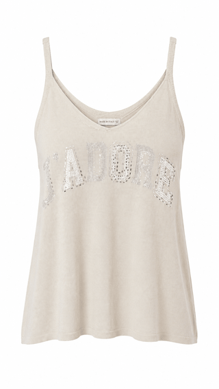 Paris Calling Italian Tank Top- Beige