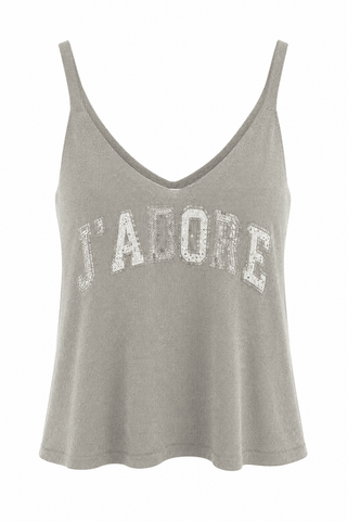 Paris Calling Italian Tank Top- Taupe