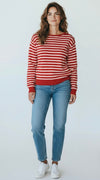 Parisian Pier Sweater - Red/Cream-140 Sweaters-Active Basic-Coastal Bloom Boutique, find the trendiest versions of the popular styles and looks Located in Indialantic, FL