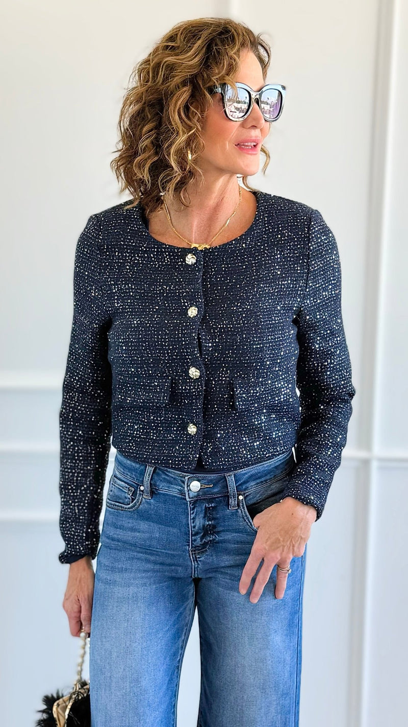 Park Avenue Nights Tweed Jacket-160 Jackets-LOVE TREE-Coastal Bloom Boutique, find the trendiest versions of the popular styles and looks Located in Indialantic, FL