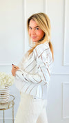Patchwork Vegan Leather Moto Jacket - Ivory-160 Jackets-Hot & Delicious-Coastal Bloom Boutique, find the trendiest versions of the popular styles and looks Located in Indialantic, FL