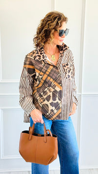 Pattern Split II Italian Top-110 Long Sleeve Tops-SEÑORITA C-Coastal Bloom Boutique, find the trendiest versions of the popular styles and looks Located in Indialantic, FL
