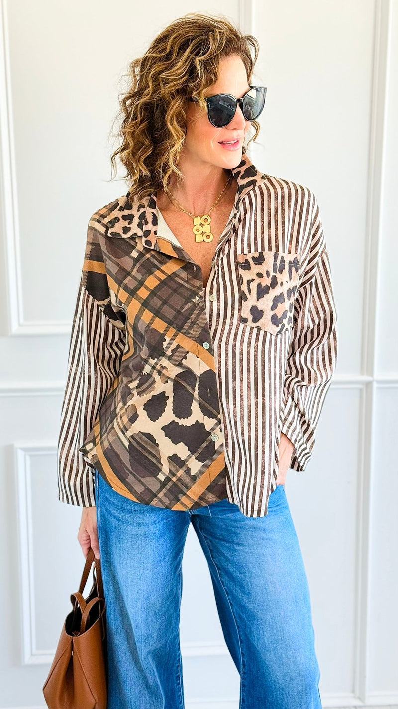 Pattern Split II Italian Top-110 Long Sleeve Tops-SEÑORITA C-Coastal Bloom Boutique, find the trendiest versions of the popular styles and looks Located in Indialantic, FL
