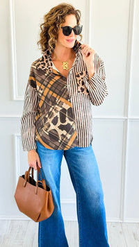 Pattern Split II Italian Top-110 Long Sleeve Tops-SEÑORITA C-Coastal Bloom Boutique, find the trendiest versions of the popular styles and looks Located in Indialantic, FL