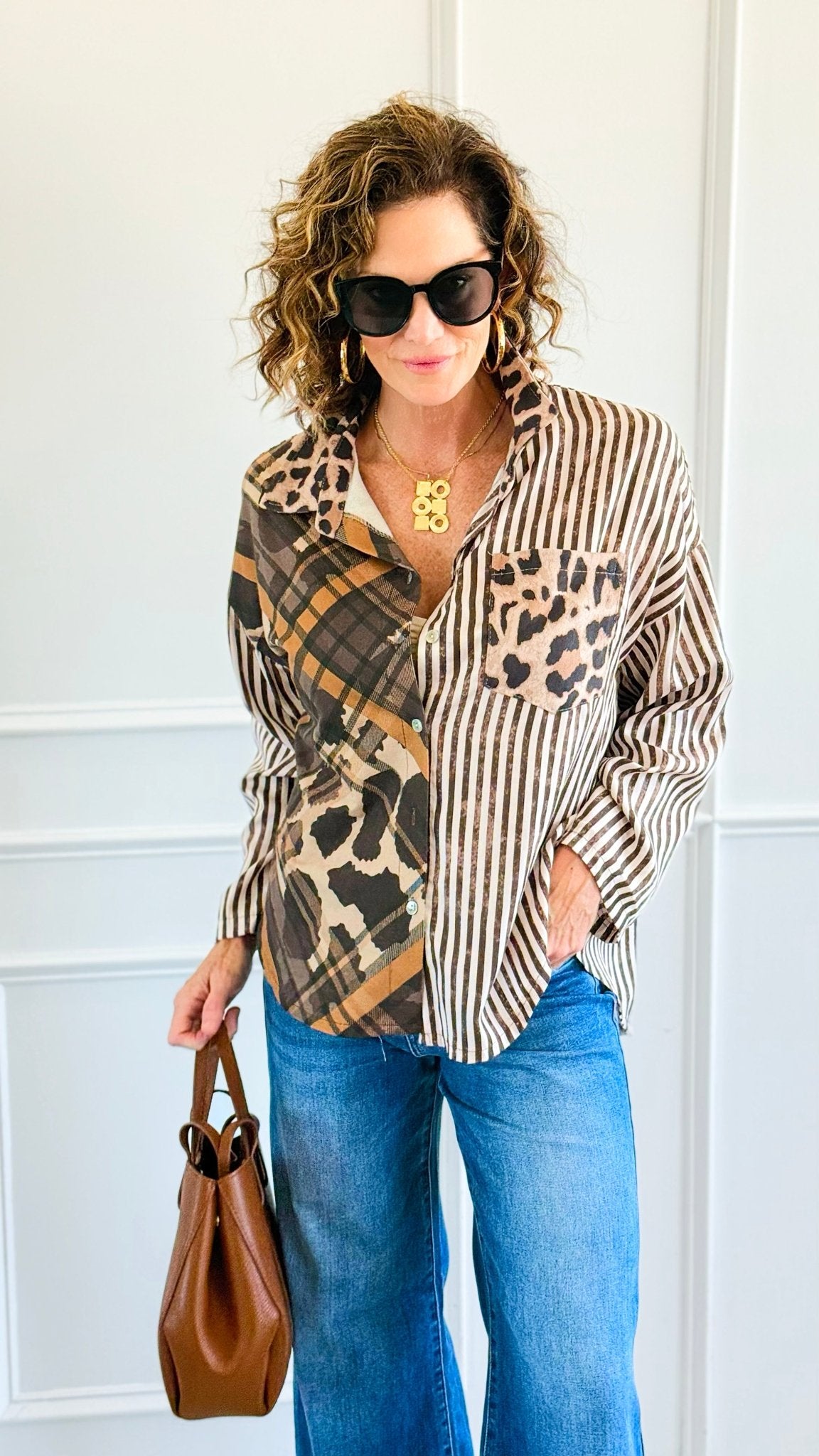 Pattern Split II Italian Top-110 Long Sleeve Tops-SEÑORITA C-Coastal Bloom Boutique, find the trendiest versions of the popular styles and looks Located in Indialantic, FL