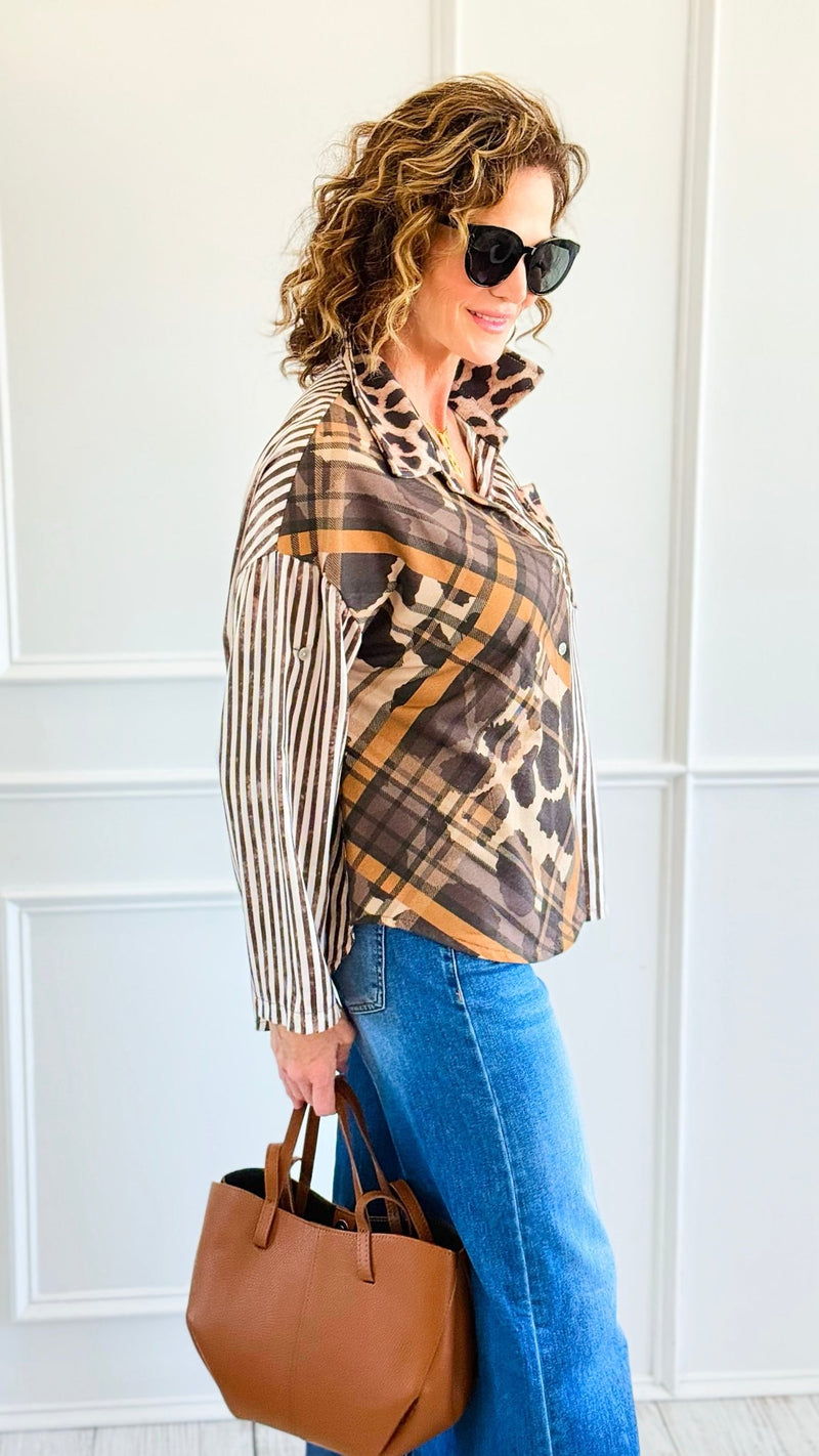Pattern Split II Italian Top-110 Long Sleeve Tops-SEÑORITA C-Coastal Bloom Boutique, find the trendiest versions of the popular styles and looks Located in Indialantic, FL