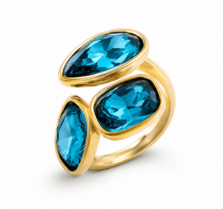 Pear & Double Cushion Ring - Turquoise
