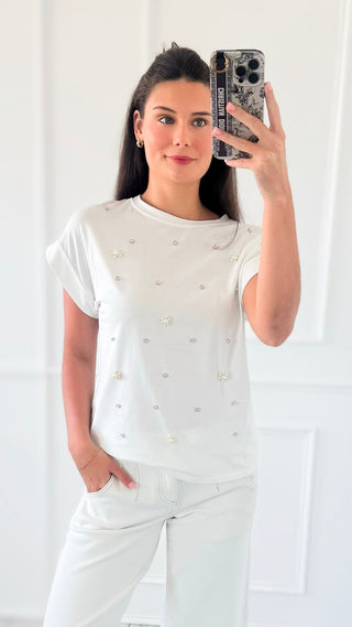 Pearl Perfection Italian Graphic Tee- White