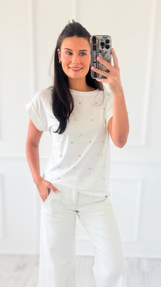 Pearl Perfection Italian Graphic Tee- White