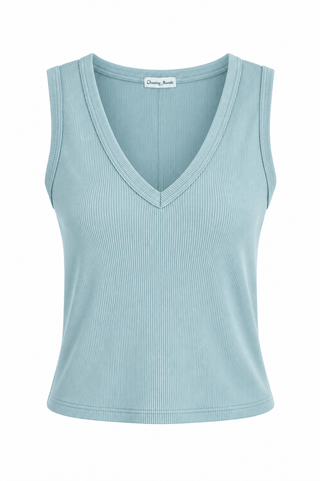 Perfect Layering Italian Tank Top- Aqua