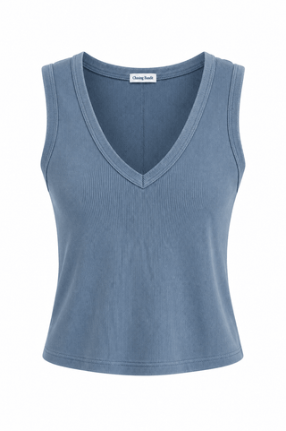 Perfect Layering Italian Tank Top- Dusty Blue