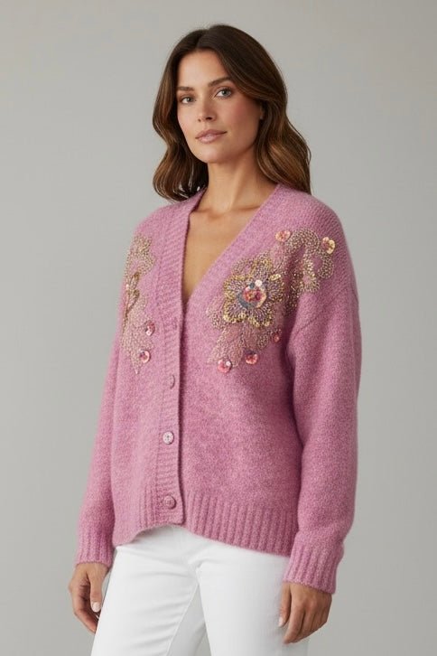 Petal Crush Embellished Cardigan-140 Sweaters-Fate Inc-Coastal Bloom Boutique, find the trendiest versions of the popular styles and looks Located in Indialantic, FL