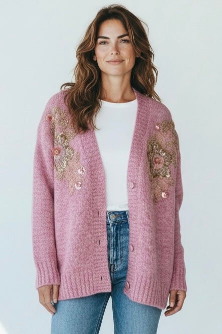 Petal Crush Embellished Cardigan-140 Sweaters-Fate Inc-Coastal Bloom Boutique, find the trendiest versions of the popular styles and looks Located in Indialantic, FL