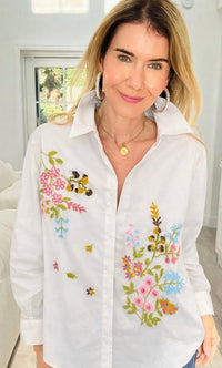 Petal Poetry Italian Button Down Top