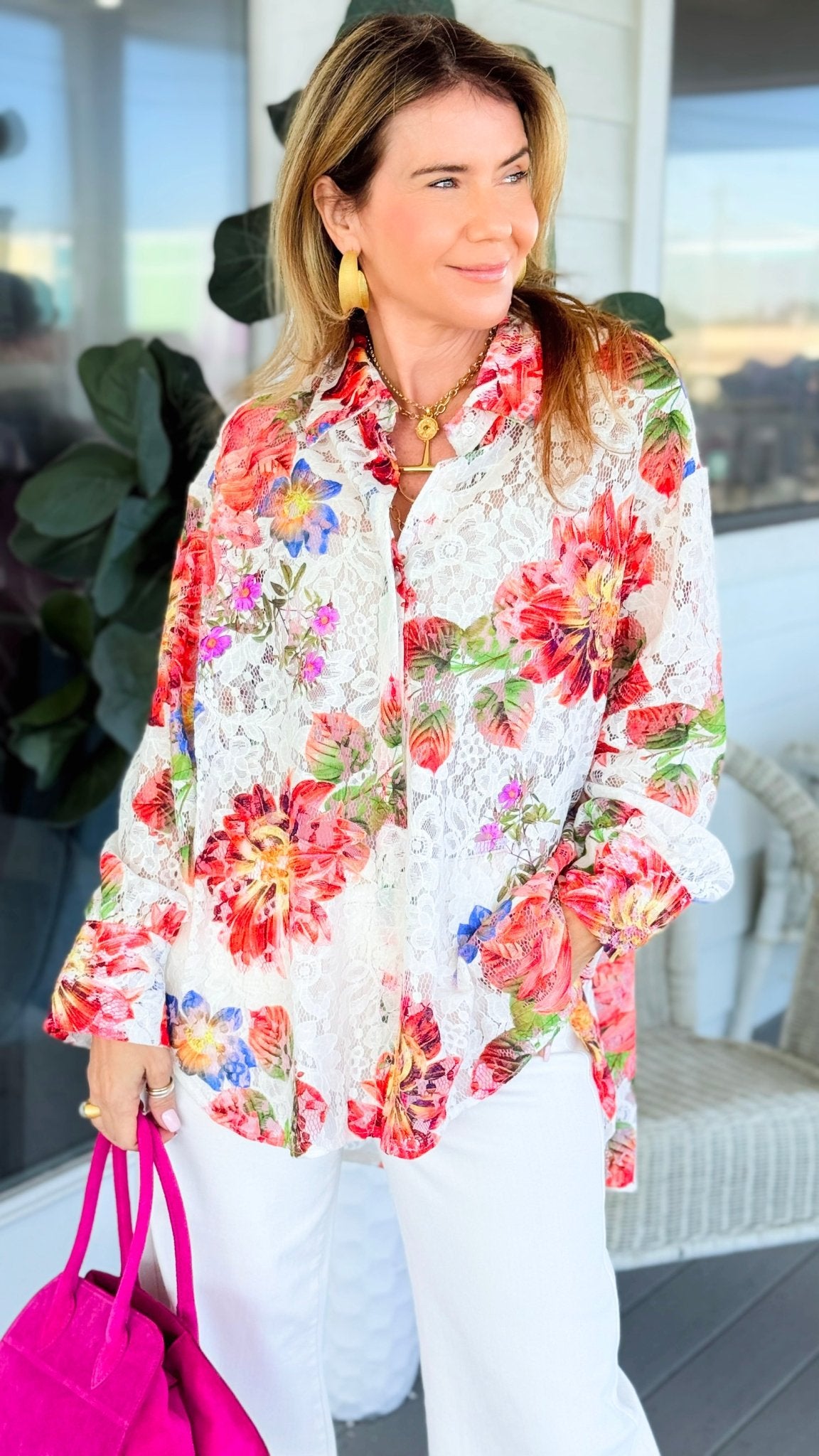 Petal Poetry Lace Italian Button Top